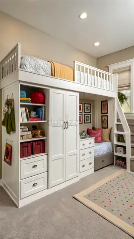 Stylish and Functional Childrens Loft Bed with Storage