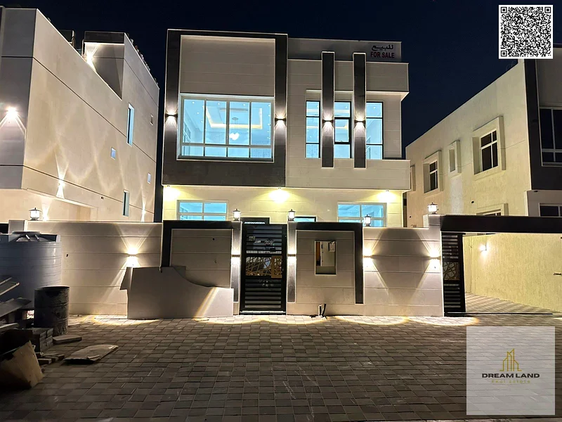 Villa for sale in Ajman, Al Helio area, 5 rooms, majlis, hall, large setback, freehold for all nationalities, cash or bank financing63894883937538110