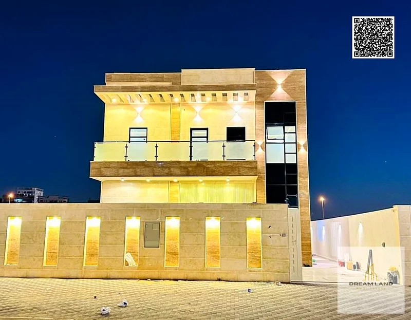 For freehold ownership in Ajman, all nationalities, a luxurious villa in Al Helio 2, the first resident, negotiable, two floors and a roof, 3 master b63897086092546114