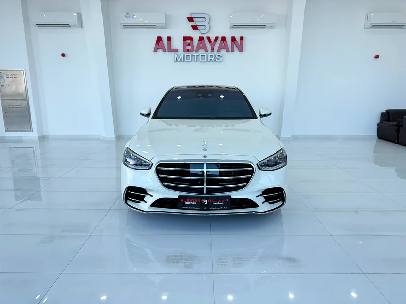 Mercedes S580 white/red, full option, 360-degree cameras, head-up display, large display, Gulf model, 202363412127046657114