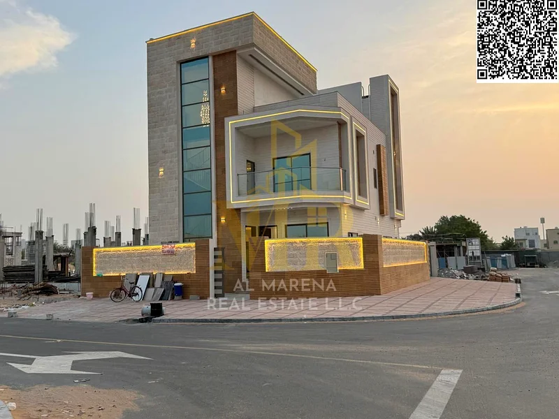 For sale in Al Harba, Ajman, all nationalities, a luxurious corner villa, the first resident in Al Helio 2, including registration and ownership fees,63896181648001111