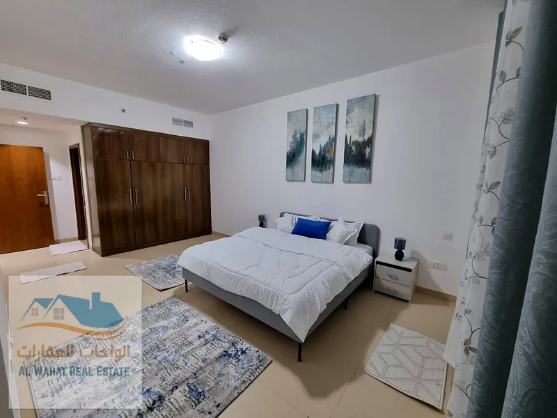 A fully furnished VIP one-bedroom apartment for monthly rent in Jasmine Towers - Al Jurf 2 ✨ 🔹 A spacious and elegantly designed apartment.63716039194883114