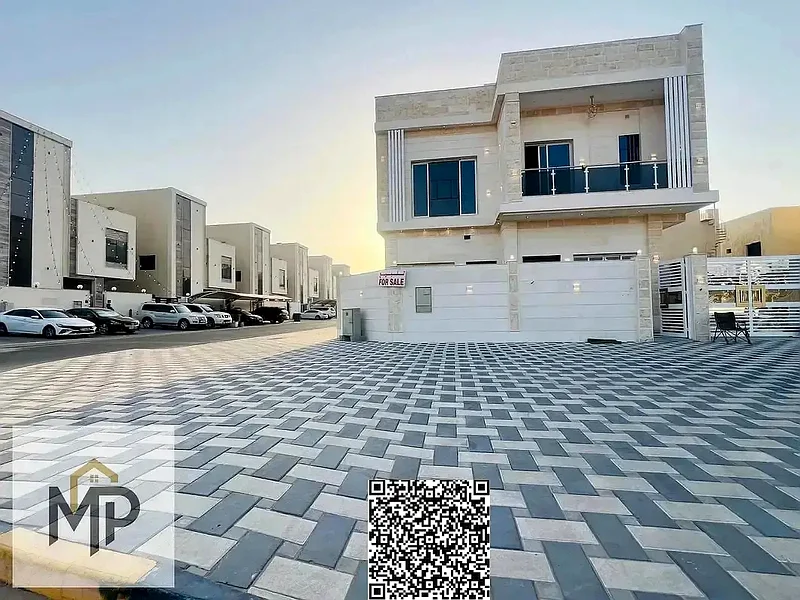 For sale - luxurious corner villa with stone finish and two facades | Elegant design and prime location in Ajman, including registration fees63871901470723110