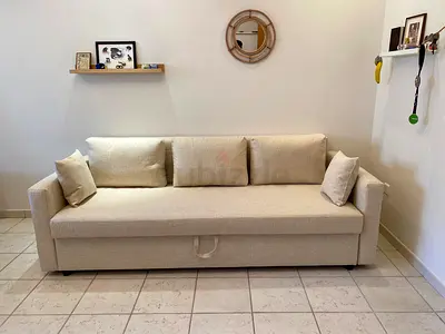 IKEA Friheten three seater sofa bed under storage beige