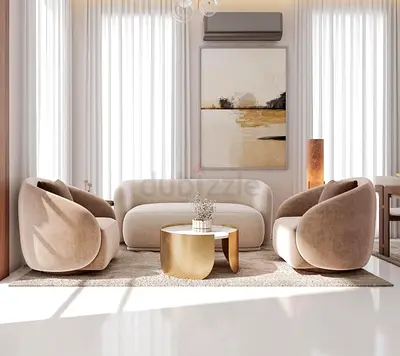 Modern Minimalist Living Room Set with Luxurious Touch