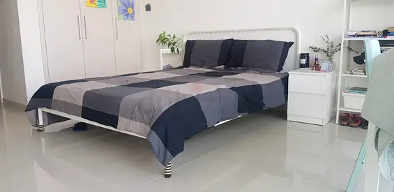 Stylish Modern Bed with the mattress and  Nightstand for Sale