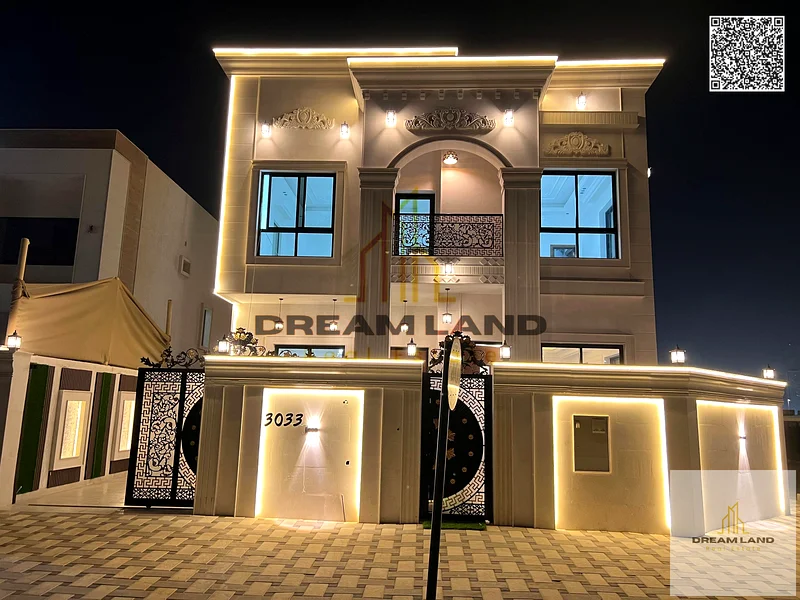 Luxury villa with a sophisticated design for sale in Ajman. Prime location: A corner villa with four elegant stone facades that give you a royal appea63896629411969111