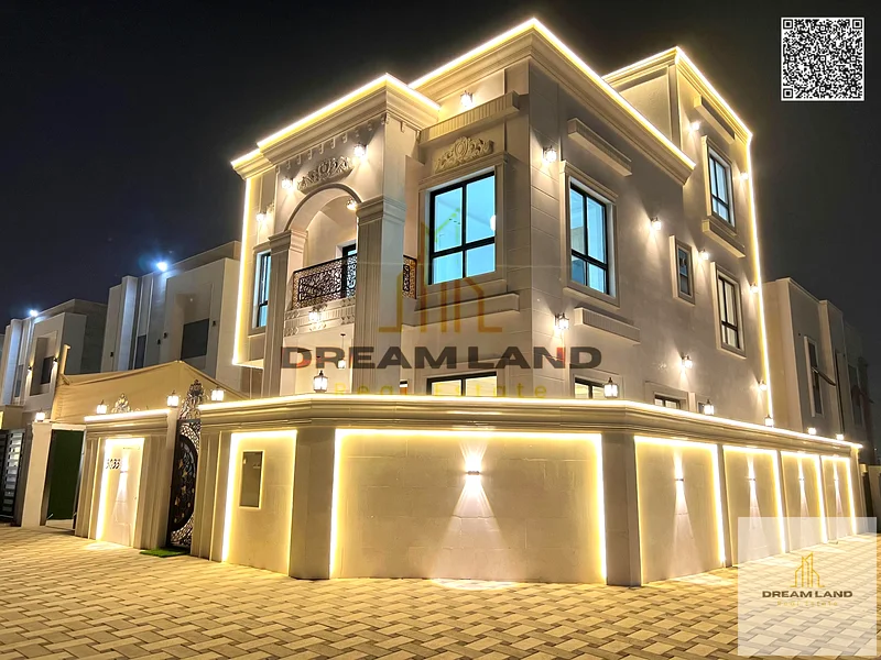 Luxury villa with a sophisticated design for sale in Ajman. Prime location: A corner villa with four elegant stone facades that give you a royal appea63896629411969110