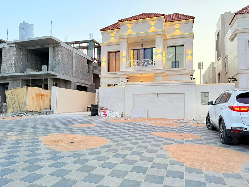 One of the most luxurious villas in Ajman, with a palace design, super deluxe finishes, and personal construction, with freehold ownership.63897637809411113
