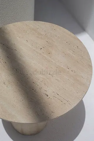 Travertine unfilled marble side Table