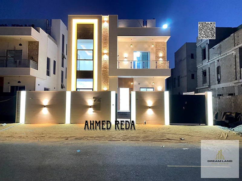 Luxurious villa for sale, two floors and a roof, including registration and ownership fees, in a strategic location - Ajman, close to Sheikh Mohammed63880510869634110