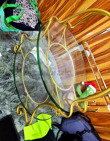 Elegant Vintage Glass Coffee Table with Gold Frame