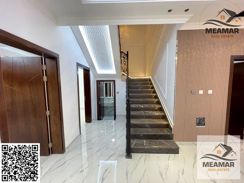 For sale, a two-story villa with a roof, including registration fees, directly in front of the mosque, close to Sheikh Mohammed bin Zayed Road63907479803778113