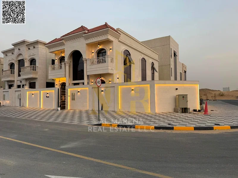 A villa with a price including registration and ownership fees on the main street, ready for occupancy in the most upscale areas of Ajman, freehold fo63897311322497112