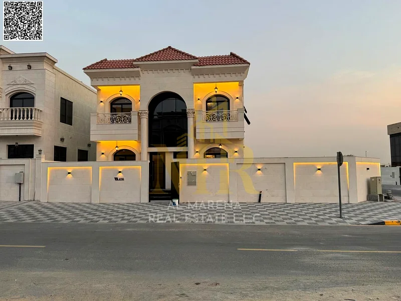 A villa with a price including registration and ownership fees on the main street, ready for occupancy in the most upscale areas of Ajman, freehold fo63897311322497111