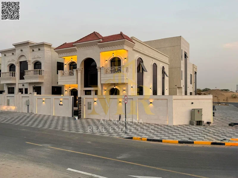 A villa with a price including registration and ownership fees on the main street, ready for occupancy in the most upscale areas of Ajman, freehold fo63897311322497110