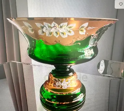 Gorgeous Vintage Bohemian Czech Crystal Hand Painted