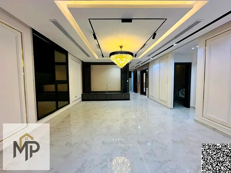 For sale, a modern villa, including registration fees, close to the mosque and services, with a seating area in the courtyard, with no down payment.63899337094274114