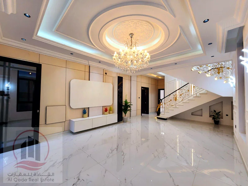 Villa for sale in Ajman, Al Helio 2 area, including registration fees (5 master bedrooms + large living room with sinks + large hall + maid's room + e63898098075649112
