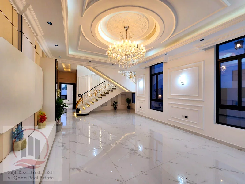 Villa for sale in Ajman, Al Helio 2 area, including registration fees (5 master bedrooms + large living room with sinks + large hall + maid's room + e63898098075649111