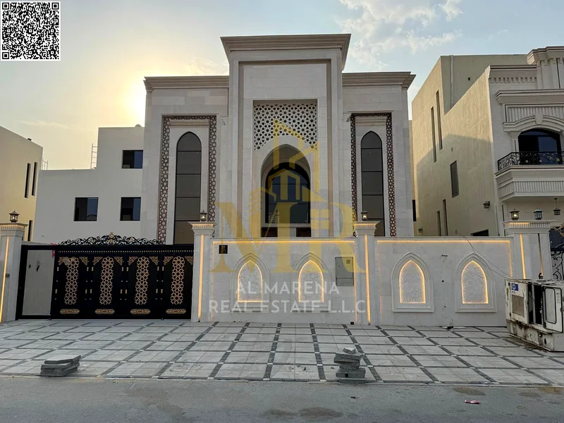 A villa with a price including registration and ownership fees on the main street, ready for occupancy in the most upscale areas of Ajman, freehold fo63897311331074110