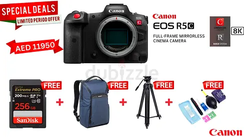 Canon EOS R5 C Mirrorless Cinema Camera Body with bag tripod memory card and cleaning kit (Brand New