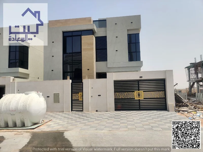 Villa for sale in Al Bahia, ground floor, setback in front of the villa, consisting of 2 halls + large sitting room + fully equipped kitchen + 5 maste63881704978689112