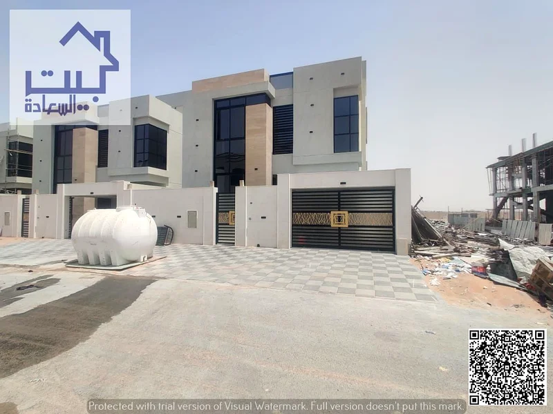 Villa for sale in Al Bahia, ground floor, setback in front of the villa, consisting of 2 halls + large sitting room + fully equipped kitchen + 5 maste63881704978689111