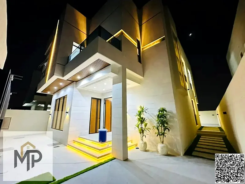 For sale, a modern villa, including registration fees, close to the mosque and services, with a seating area in the courtyard.63897420787329112