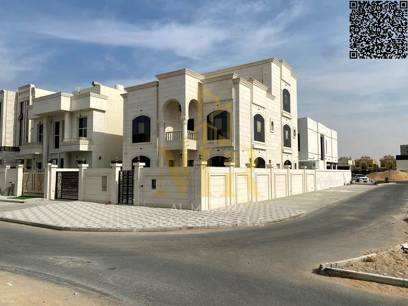 For Sale – Corner Luxury Villa in Al Alia – Ajman | 4,800 Sq.ft | 7Master Bedrooms + Elevator | Full Stone Facade | All-Inclusive Price (Registration63872045310850113