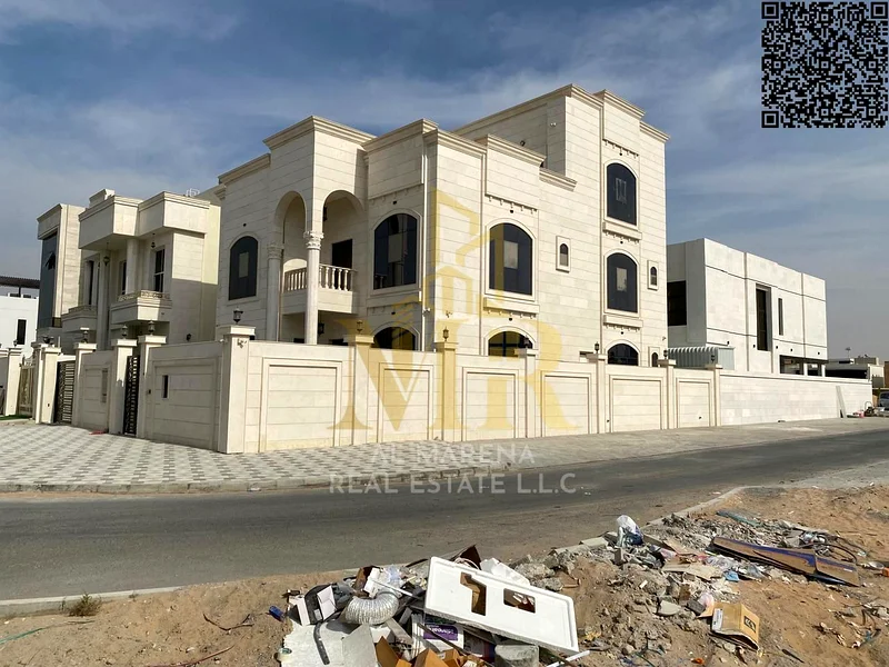 For Sale – Corner Luxury Villa in Al Alia – Ajman | 4,800 Sq.ft | 7Master Bedrooms + Elevator | Full Stone Facade | All-Inclusive Price (Registration63872045310850112