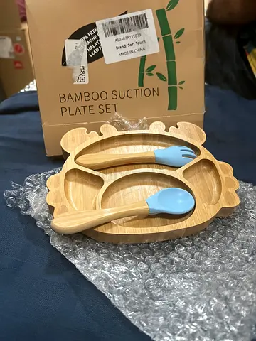Eco-Friendly Bamboo Suction Plate Set for Easy Feeding