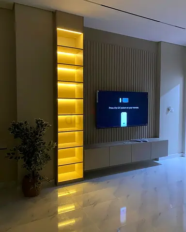 Modern LED TV Unit with Stylish Shelving