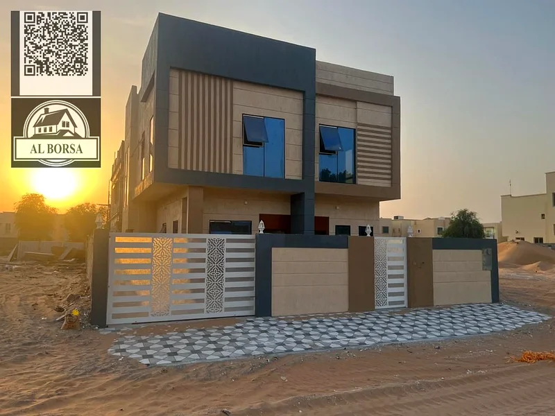 🏡 فيلا للإيجار في الهيليو، عجمان، 5 غرف نوم رئيسية، وصالة وقاعة، تقع في موقع استراتيجي قرب شارع محمد بن زايد63708863474051111