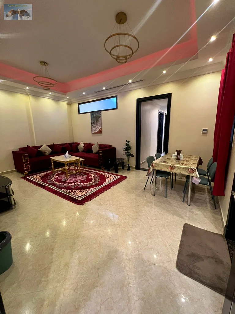 One of the most beautiful and luxurious 3 rooms and a hall, first tenant for monthly rent, super deluxe finishes, Al Rawdah, Ajman, including interne63721891736577112