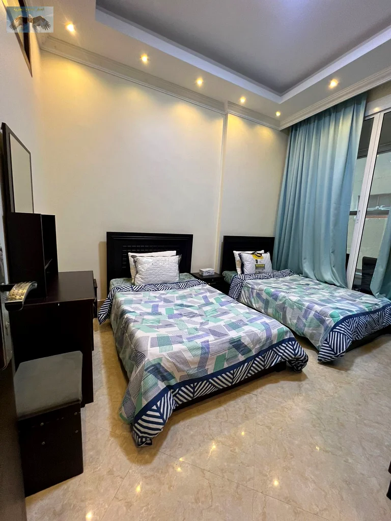 One of the most beautiful and luxurious 3 rooms and a hall, first tenant for monthly rent, super deluxe finishes, Al Rawdah, Ajman, including interne63721891736577114