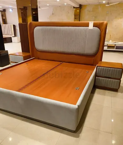 Stylish Modern Bed with Built-in Nightstands