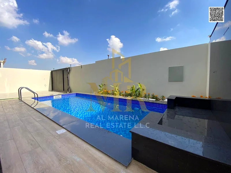 For sale - a luxurious villa with a swimming pool in a prime location in Ajman, high-end finishing, modern design, including registration and ownershi63914525027843111