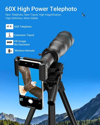 High Power 60X HD Telephoto Lens, High Power Telephoto Mobile