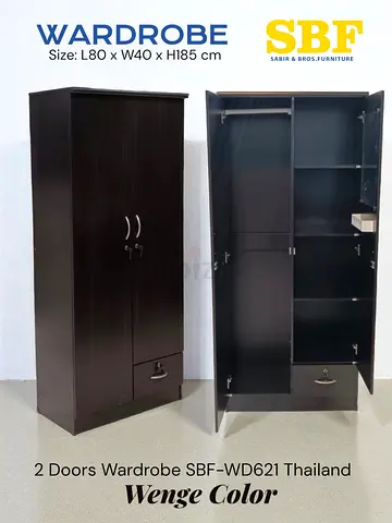 Stylish 2-Door Wardrobe in Wenge Color - Perfect for Any Space!