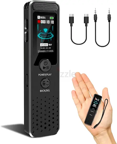 Tonnlog Compact Digital Voice Recorder with Playback, 1536Kbps Voice Activated Recorder, USB-C Audio