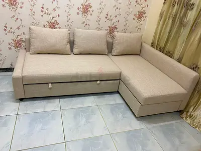 Ikea friheten l shape sofa com bed beige