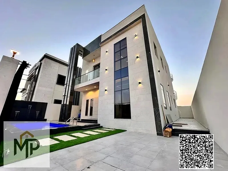 For sale - a luxury villa with a swimming pool in a prime location in Ajman, high-end finishing, modern design, including registration and owners63899448352387110
