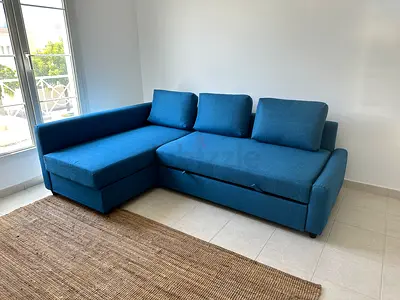 IKEA-Friheten L shape sofa bed blue color