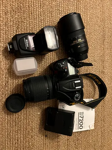 Nikon D7200 with lenses and flash