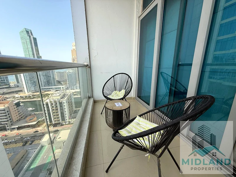 شقة مفروشة بالكامل مكونة من غرفة نوم واحدة ومطلة على المارينا | طابق عالي63774025234177111