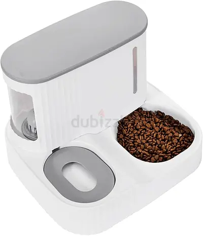 Pet Dry Food Self Feeding Container Dishes Bowl and Water Dispenser Fountain