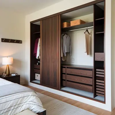 Elegant Wooden Wardrobe with Ample Storage siliding door