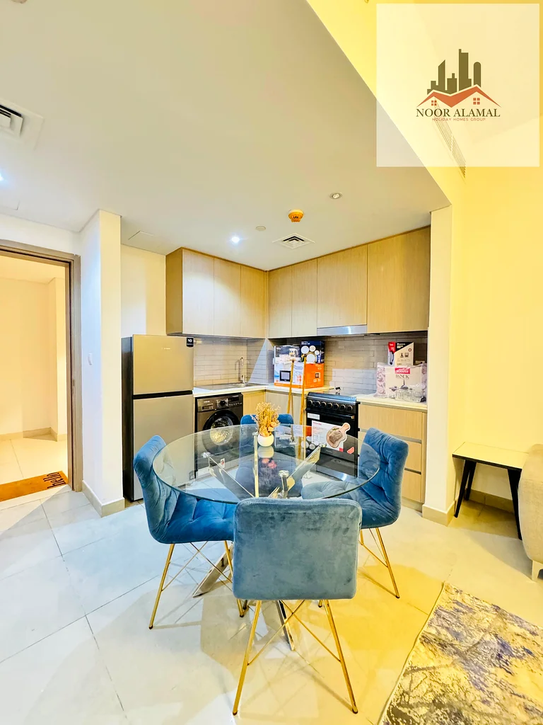 Sharjah, Al Mamzar, Maryam Island, one room and a hall, large area, second residence, hotel furniture, price 7000, including internet, parking, swimmi63488180505089114