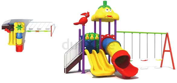 Colorful Outdoor Playset with Slides and Swings